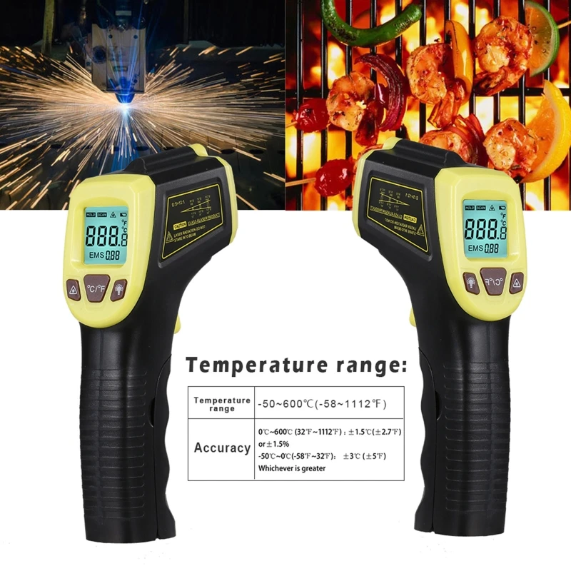 IR High Temperature Gun -50~600℃/-58~1112℉ GM320 Industrial Infrared Thermometer Non-Contact Pyrometer LCD DropShip