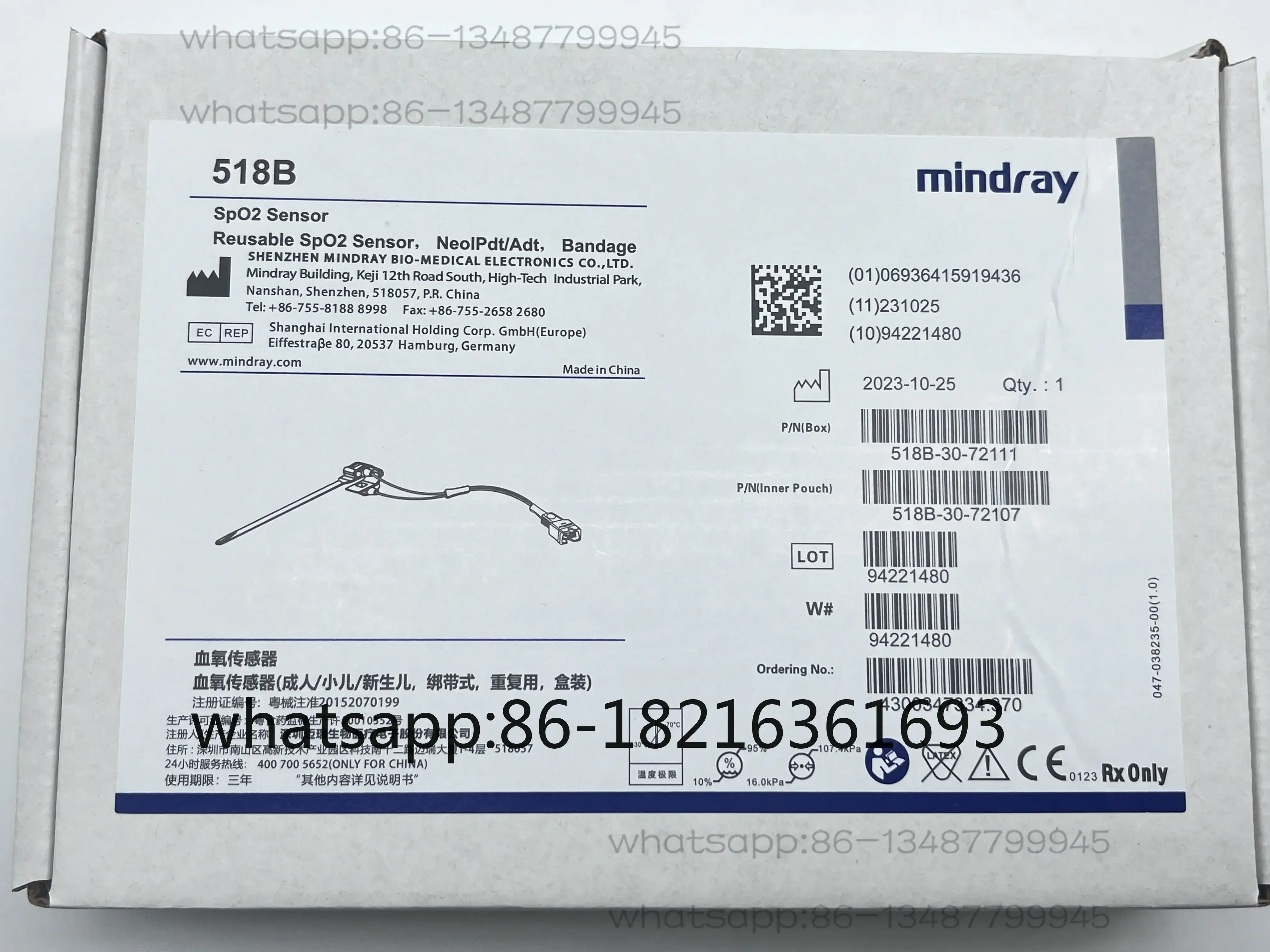 Sp o2 Sensor Mindray Neonate Wrap 518B New Original