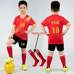 Conjunto de Jersey de fútbol personalizado para niños, uniforme de fútbol de poliéster, transpirable