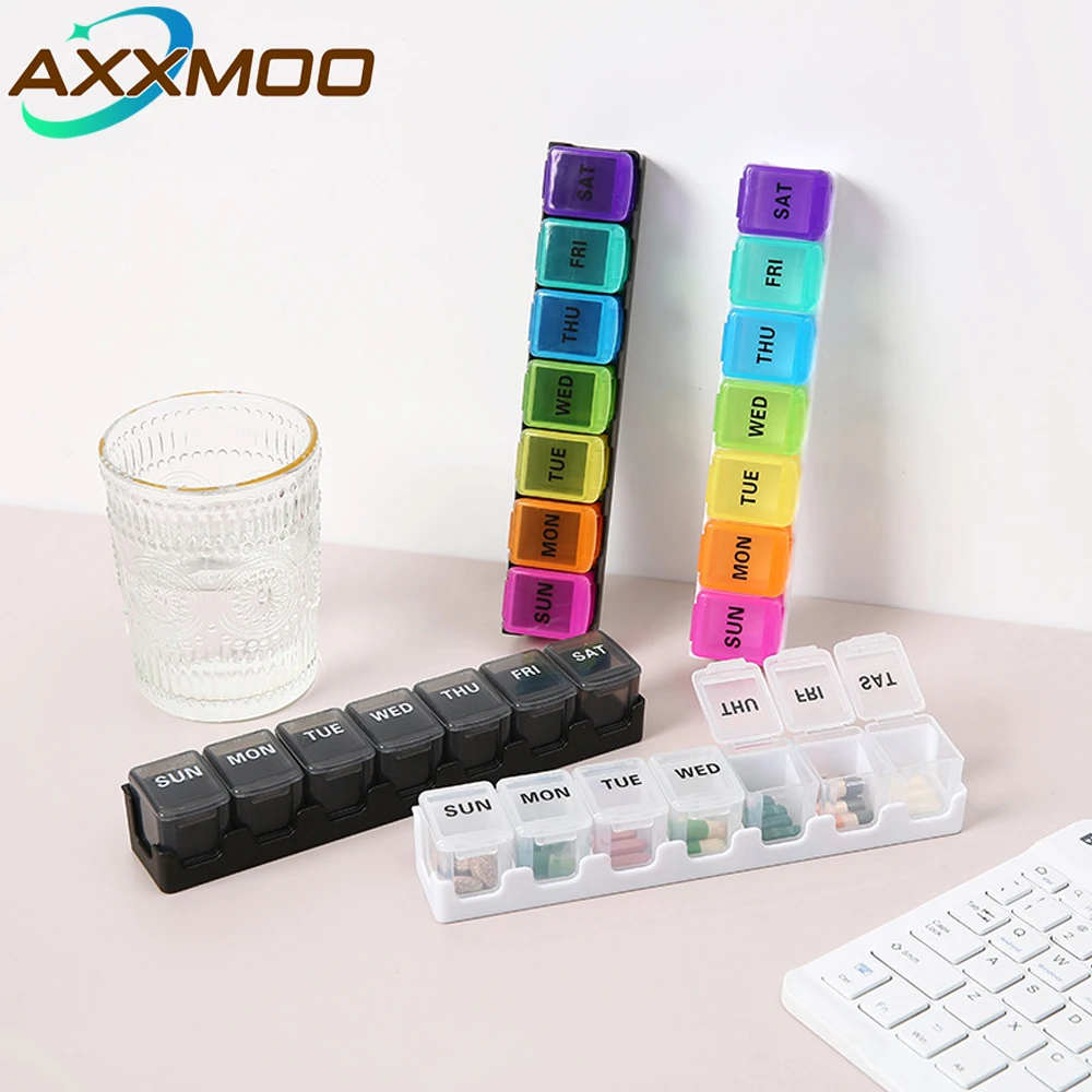 

1PCS Weekly Pill Organizer Arthritis Friendly, Travel 7 Day Pill Box Case,7 Compartment To Hold Vitamins, Cod Liver Oil