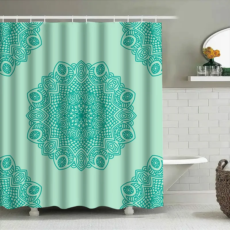 

Green Shower Curtain with Floral Pattern Waterproof Bathroom Decor for Home Decoration (59 x 72 inches)
