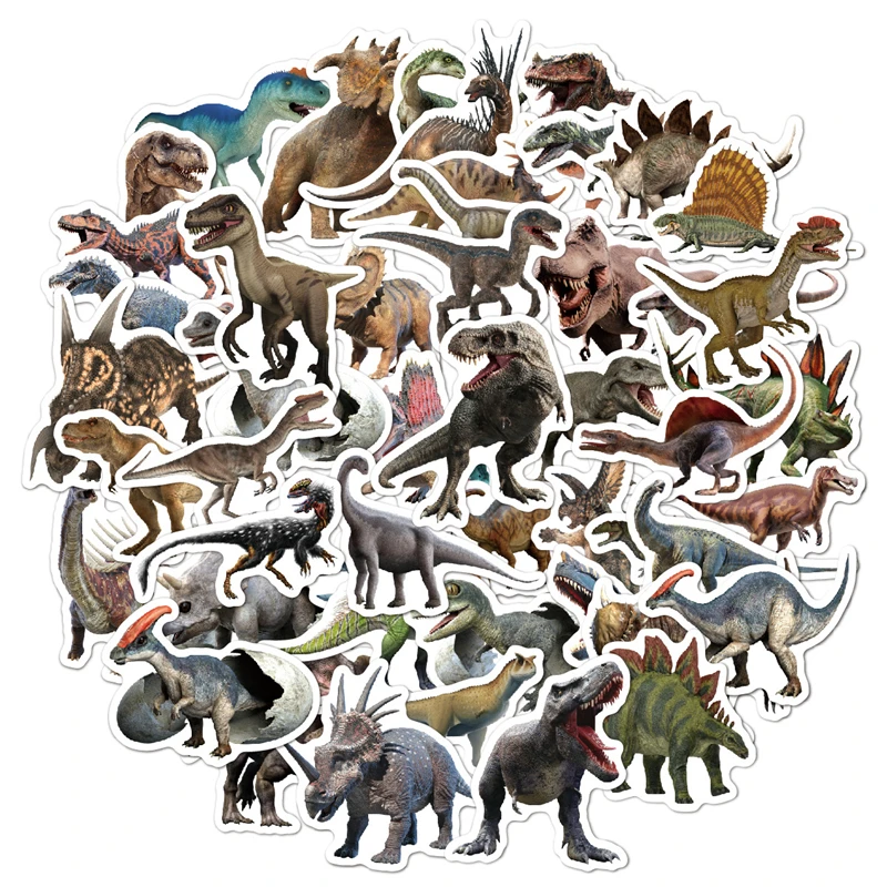 50Pcs Scary Dinosaur Anime Stickers Home Decorations for Kids Room Wall Toy Notebook Trolley Case Helmet Sci-fi Poster Clip Art