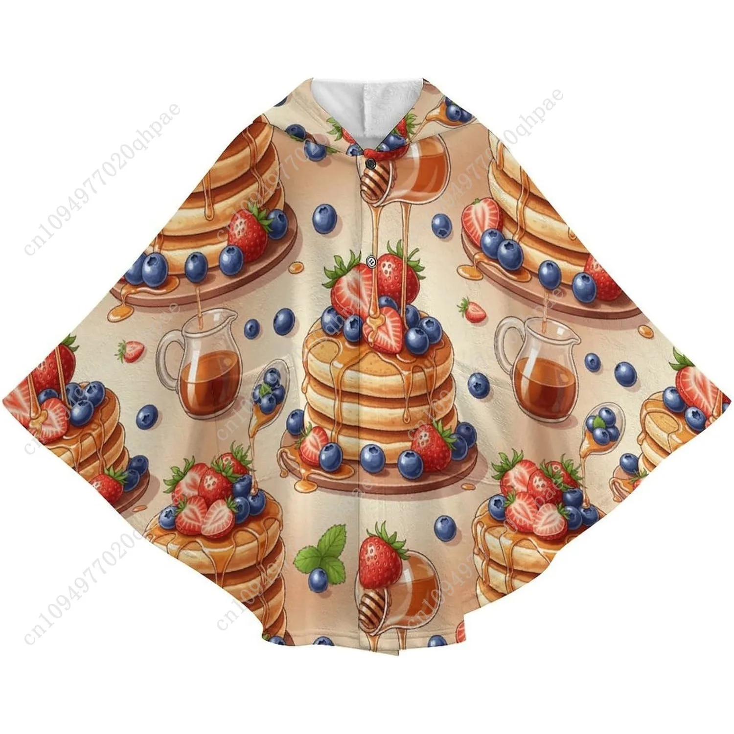 سترة بطانية مريحة من الفلانيل، كومة فطيرة مع هوديي كبير الحجم من التوت مع جيوب للأطفال والمراهقين