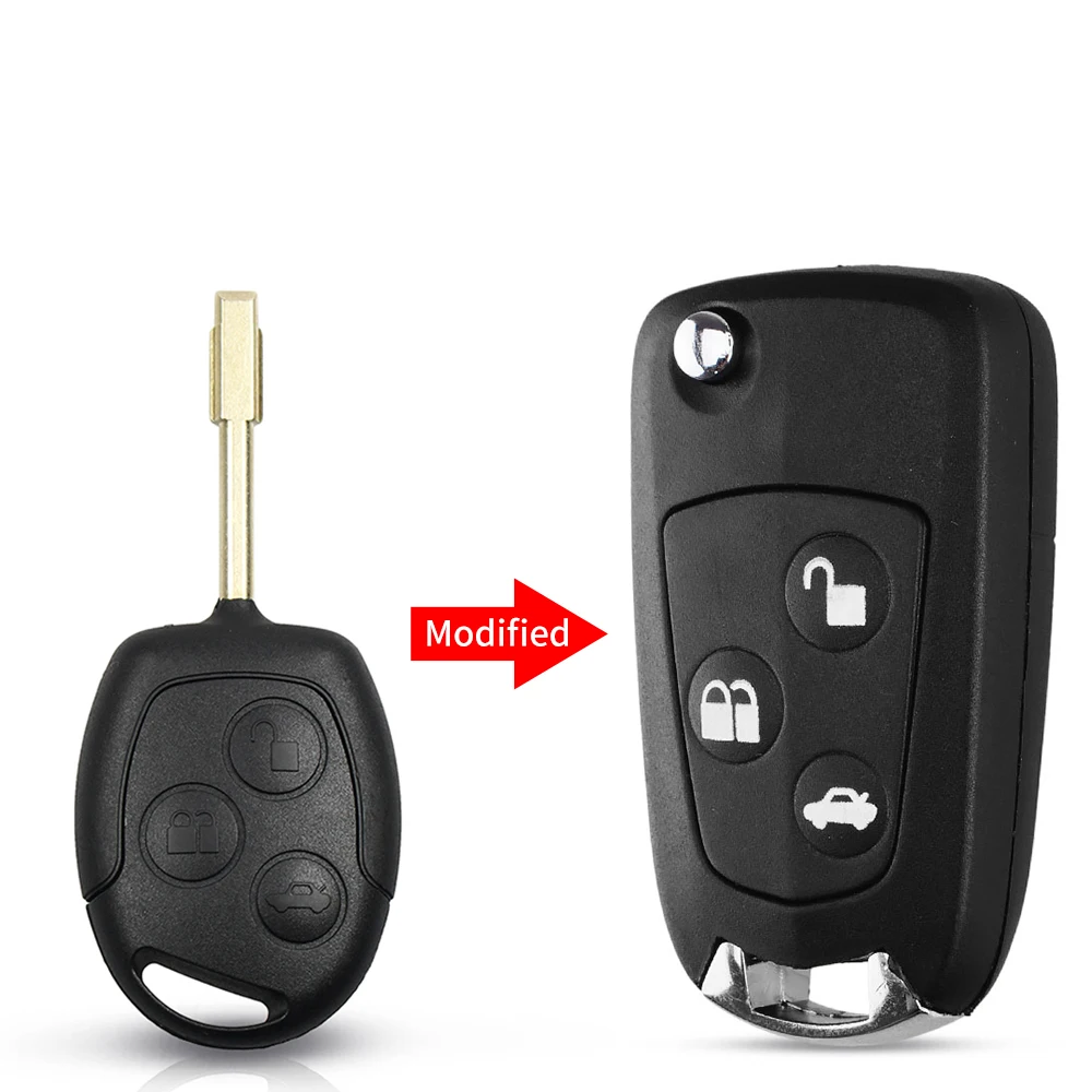 KEYYOU per Ford Focus Mondeo Fiesta C-MAX Fusion Transit KA Car modificato Flip Remote Key 3 pulsanti FO21 HU101 Fob Key Shell Case