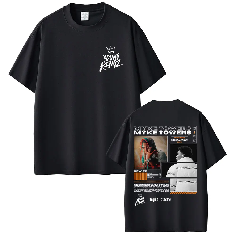 Rapper Myke Towers 2025 T-shirt Men Women Hip Hop Fashion Oversized T Shirt Summer Men's Cotton Crewneck Short Sleeve T-shirts.