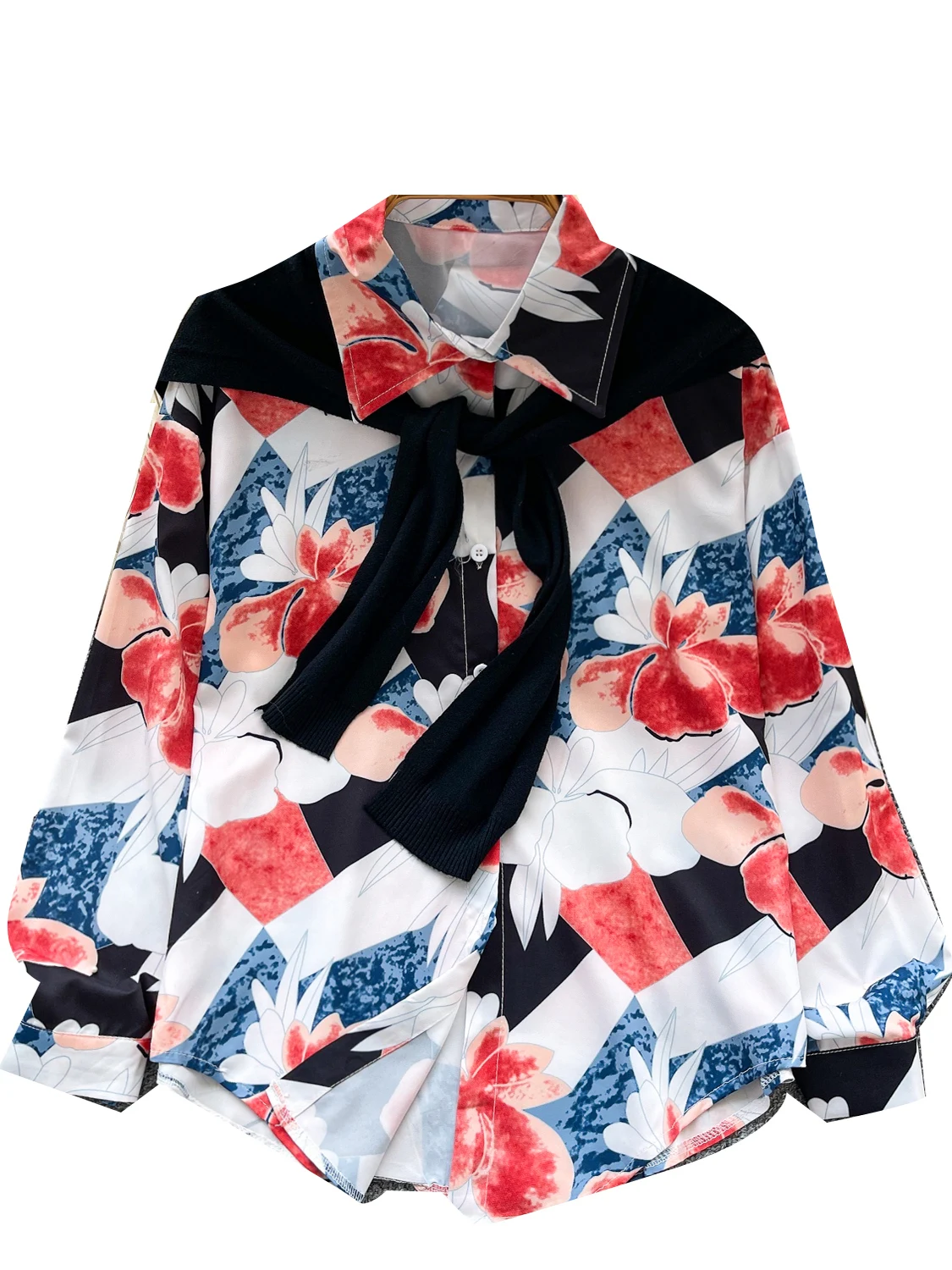 Ensemble de vêtements d'extérieur tricotés pour femmes, décontracté, Long, imprimé floral, irt, léger, maturi, fibre de polyester, peau respirante...