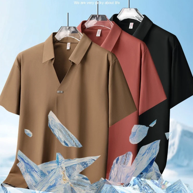Light Luxurious Man Polo Shirts Youth High End Quality Casual Shirt Ice Silk Cool Feel Top & Tees 7A Antibacterial Plus Size 8XL