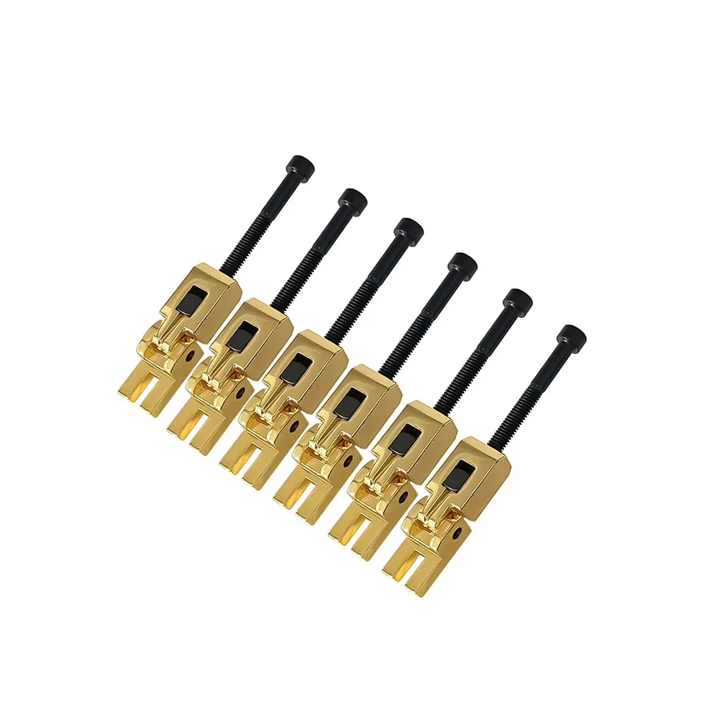 6 Stück E-Gitarre Doppelverriegelungssystem Locked String Sättel Tremolo Brücke Schwarz/Chrom/Gold