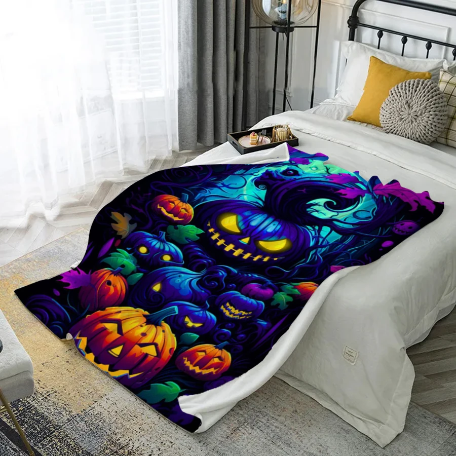 

Spooky Halloween Design Microfiber Flannel Cover Blanket Bedroom Living Room Sofa Soft And Comfortable Home Decoration
