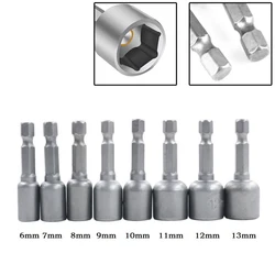 5/4/2/1pcs Impact Socket Adapter 6-13mm Power Nut Driver Socket Set 1/4-inch Hex Shank Screwdriver Key Head Hand Tool Set