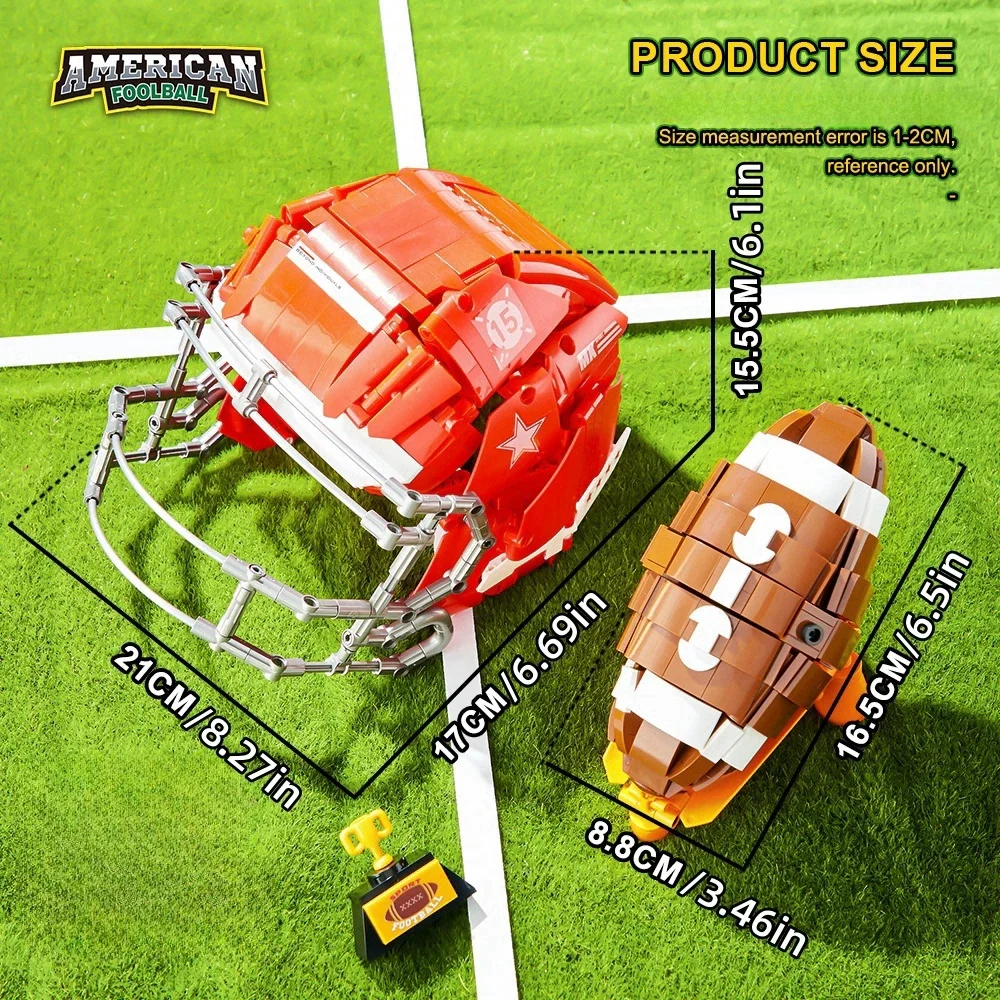Bloques de construcción para fanáticos de los deportes, casco de fútbol, modelo MOC, montaje técnico creativo, ladrillos, juguetes STEM, regalo para adultos y niños