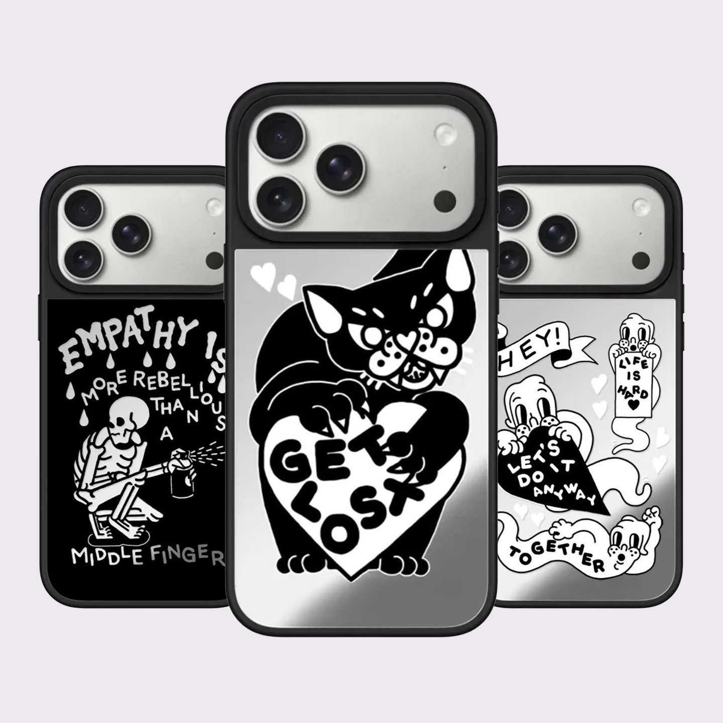 

Skeleton Ghost Cat Mirror Surface Magnetic Phone Case Cover for IPhone 13 14 15 16 17 Pro Max Case for IPhone Air