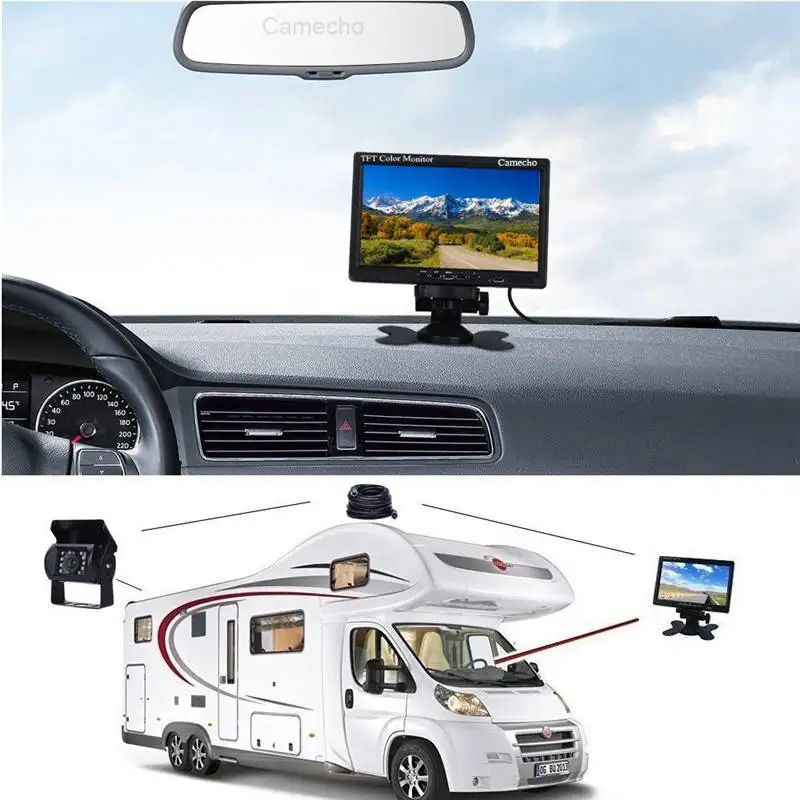 for Car 12V Rear View Bus Heavy Duty 24V Forklift RV Vehicle AHD 1080P 7 Inch HD LCD Car  Truck Camera System