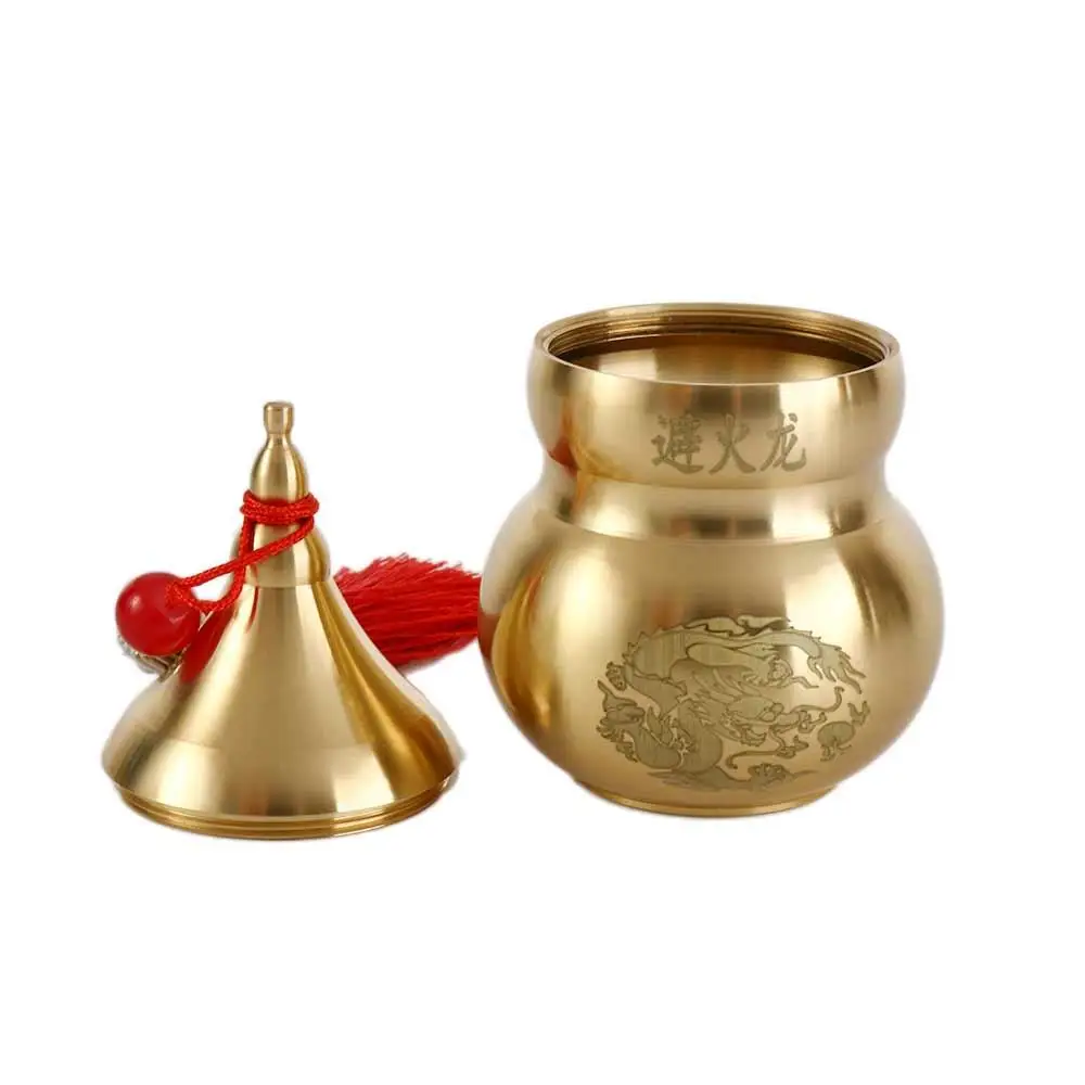 1Pc Feng Shui Chinese Brass Wu Lou Gourd, Treasure Statue Home Decoration Table Bookshelf Ornaments, Fortune Protection