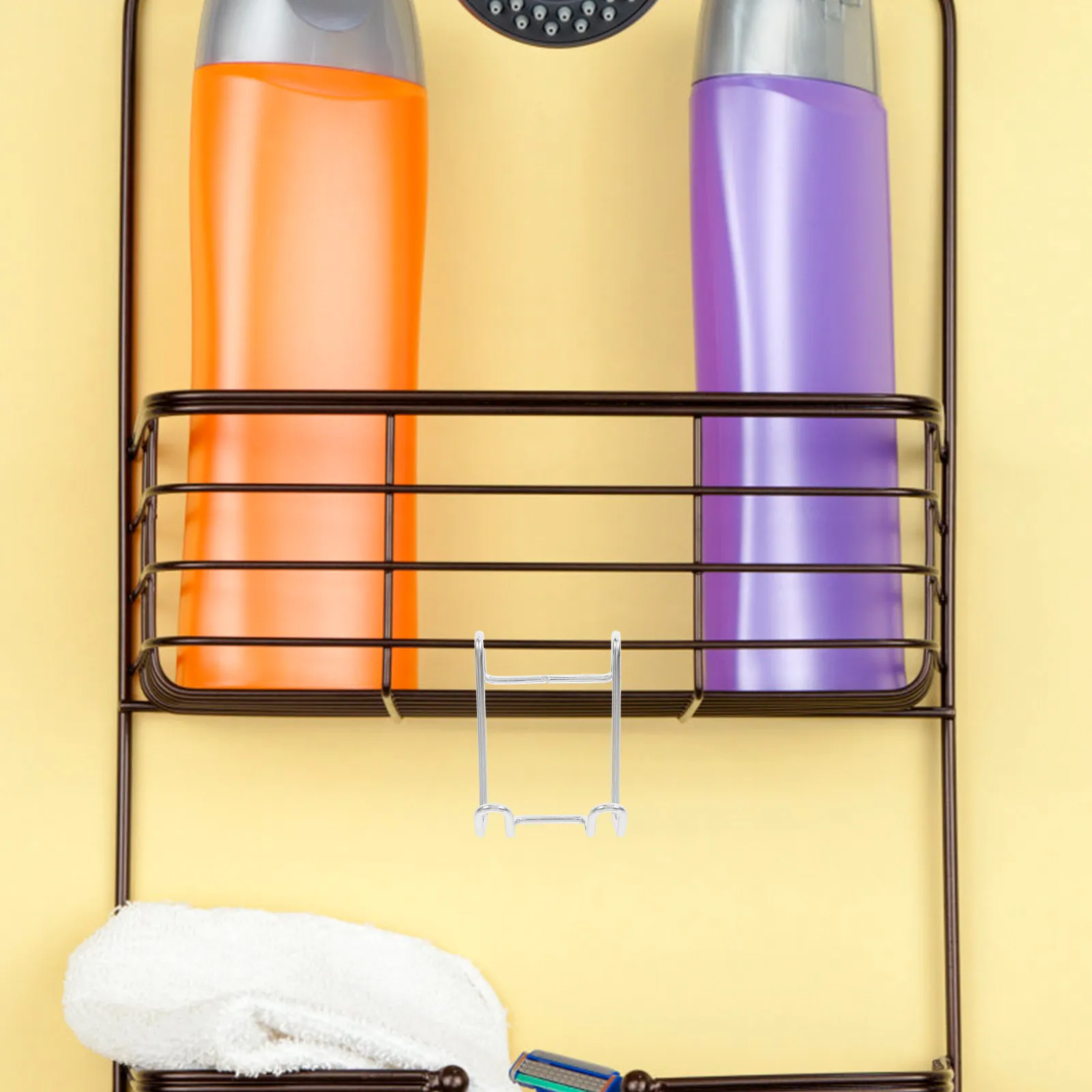 Self Metal Razor Holder Corner Bathroom Shelf Stainless Steel No Drill Wall Mounted Razor Organizer Hair Dryer Straightener