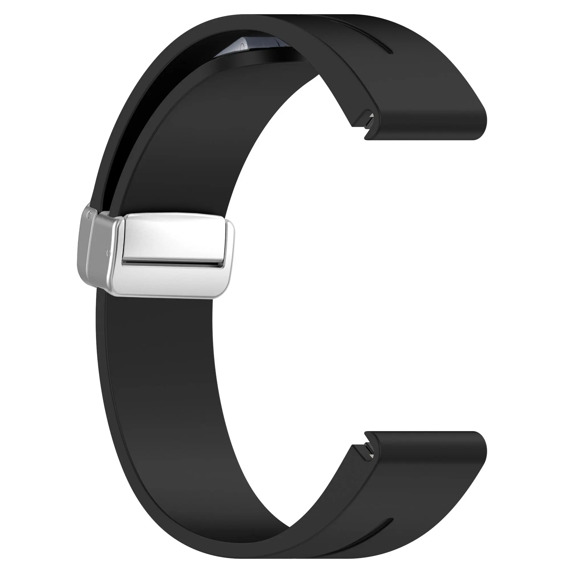 

For Samsung Galaxy Watch 6 / 6 Classic / 5 / 4 / Huawei Watch GT 3 42mm Silicone Strap Magnetic Silver Buckle 20mm Watchband - B