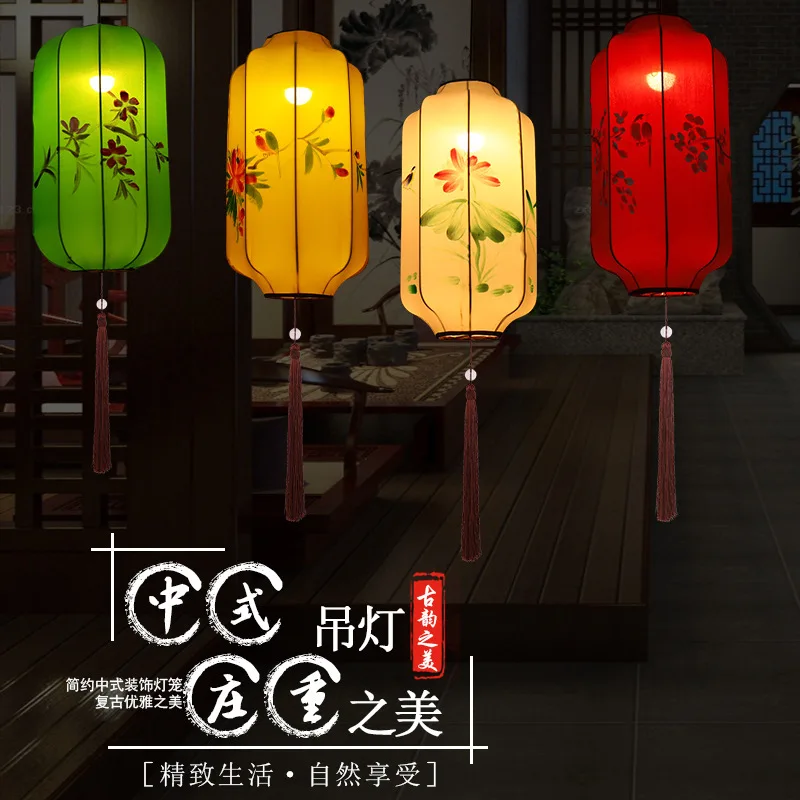 Cloth retro lantern classical restaurant corridor creative hanging lamp sushi chinese new year decoration traditional pendant