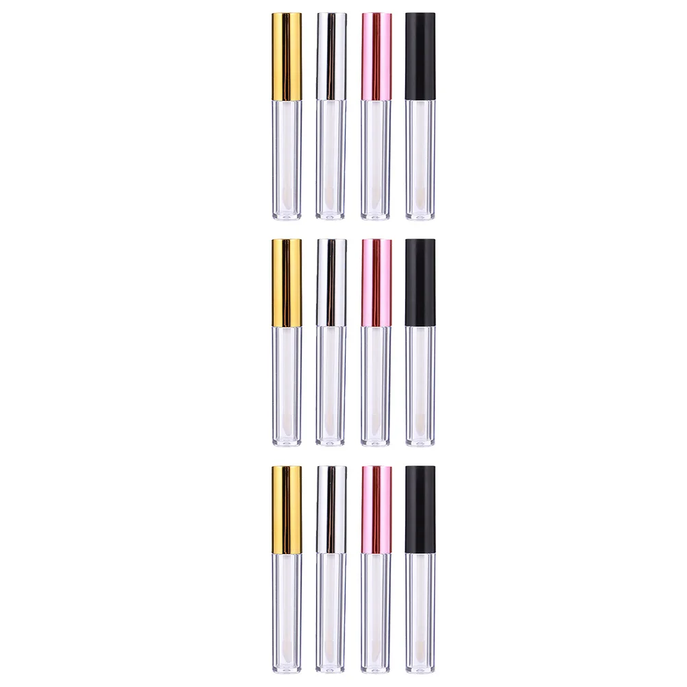 

12Pcs Electroplated Cap Lip Gloss Tubes Durable Lightweight Useful Empty Lip Gloss Tubes ABS Material for Portable Carry
