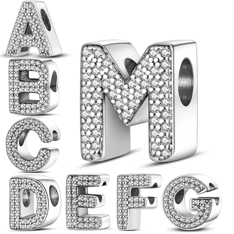 

Hot 925 Sterling Silver 26 Letters Represent Charms Pendant Beads for Women Original 3mm Bracelets Bangles DIY Jewelry Gifts