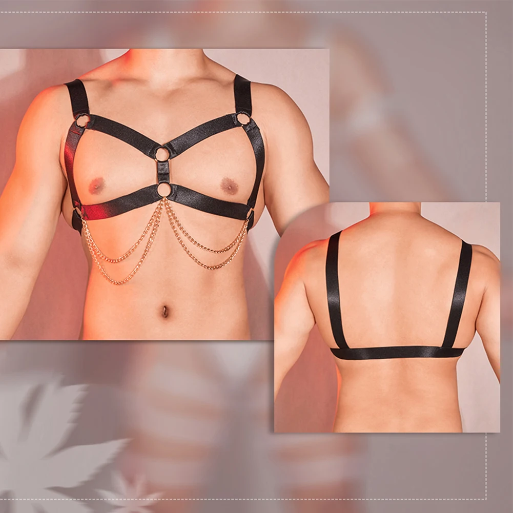 

1pc Sexy Men's Chest Harness Tops Or Underwear Lingerie With Chain Jockstrap T-back Thongs Erotic G-strings