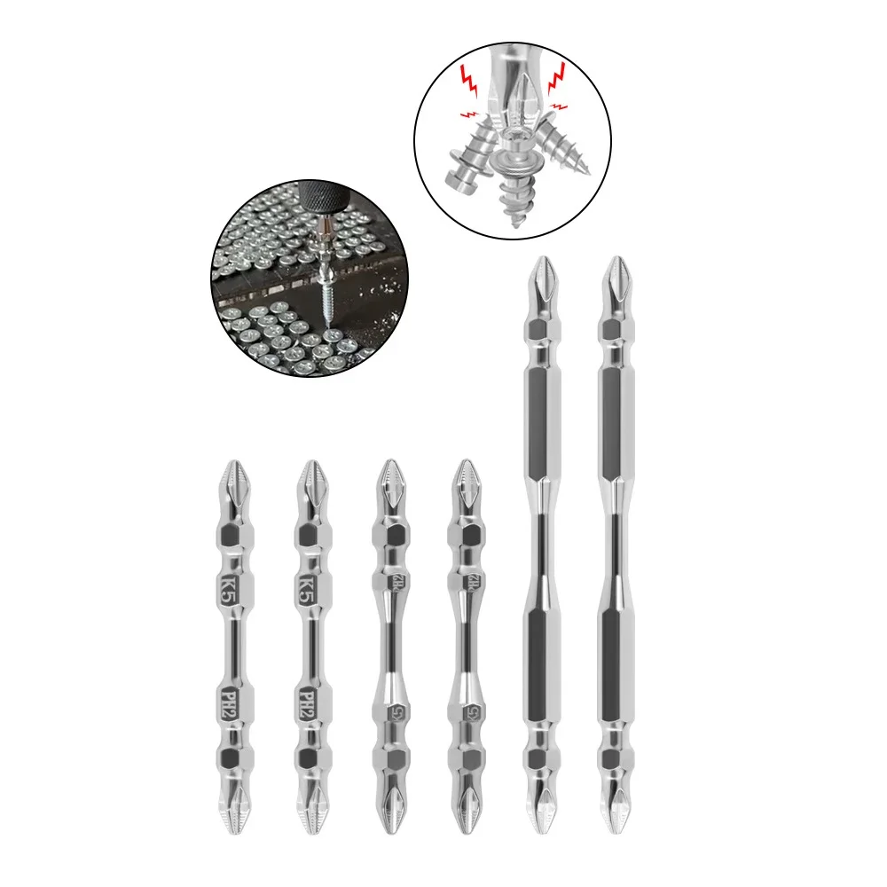 1 PC Double HEAD 65/100 มม.K5 Anti SLIP PH2 เหล็กไขควงไฟฟ้า Phillips ไฟฟ้า Strong Magnetic เจาะไขควงมือ