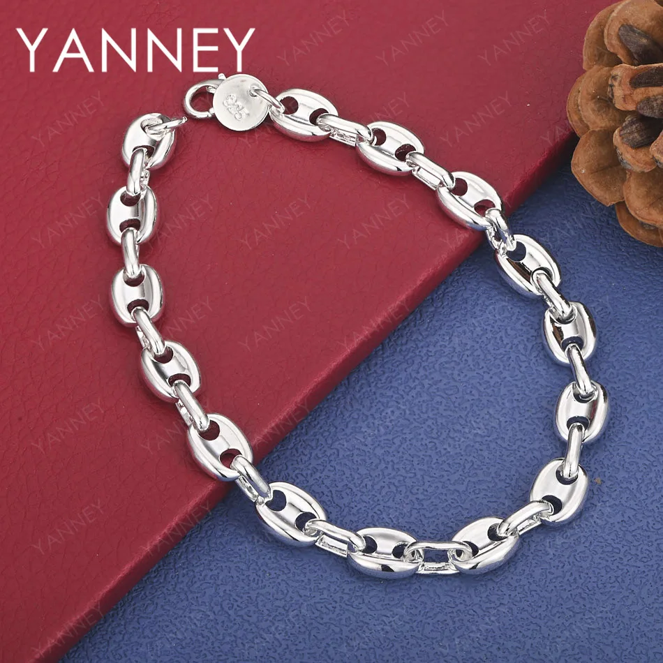 

Стерлингового Серебра 925 пробы, 8-дюймовый простой геометрический браслет для женщин и мужчин, ювелирные изделия для вечеринок, мода