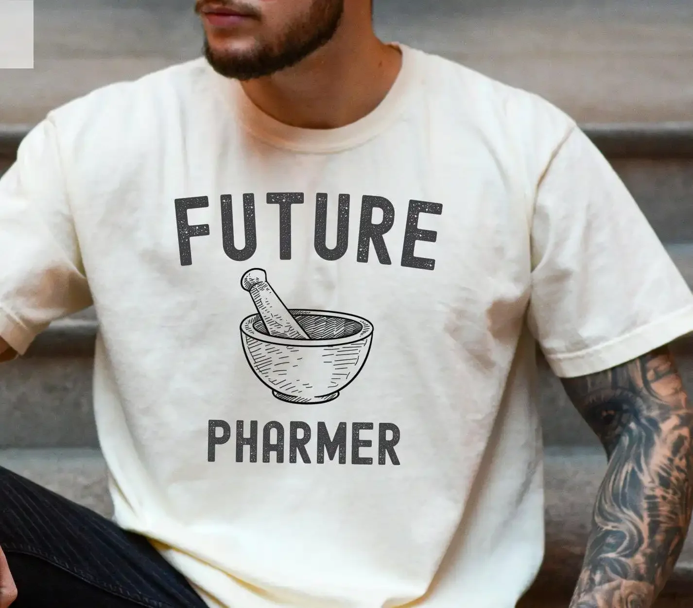 T-shirt drôle pour pharmacien futur homme ou femme, col rond, pour étudiant en pharmacie