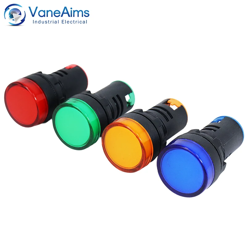 10pcs 22mm Panel Mount Signal Power Indicator Light Pilot Lamp AC 220V AD16-22DS beacon light led
