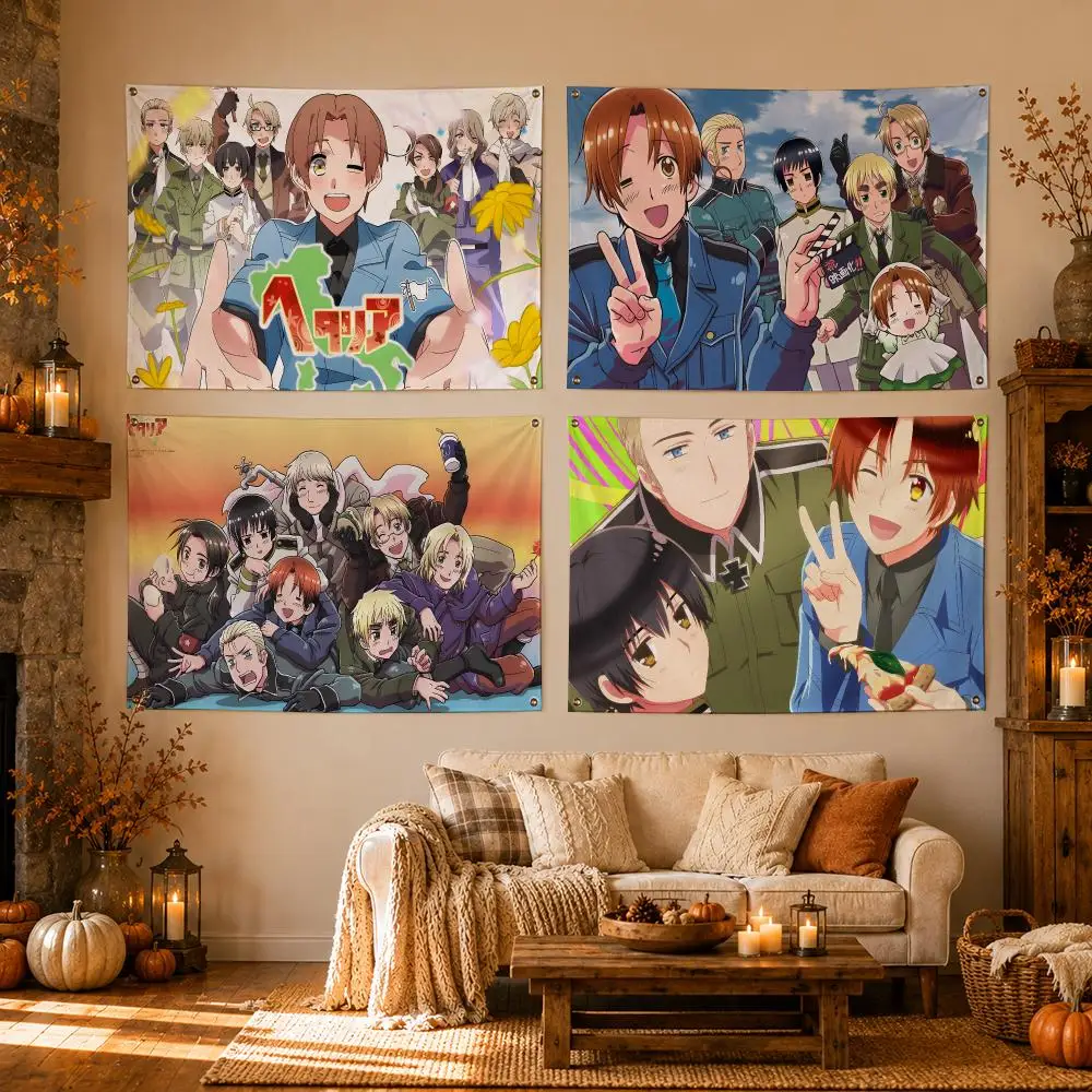 Anime Hetalia World Stars Flags Flags for Room, Bedroom, Home, Outdoor, Wall Hanging, Concert Print, Art Banner