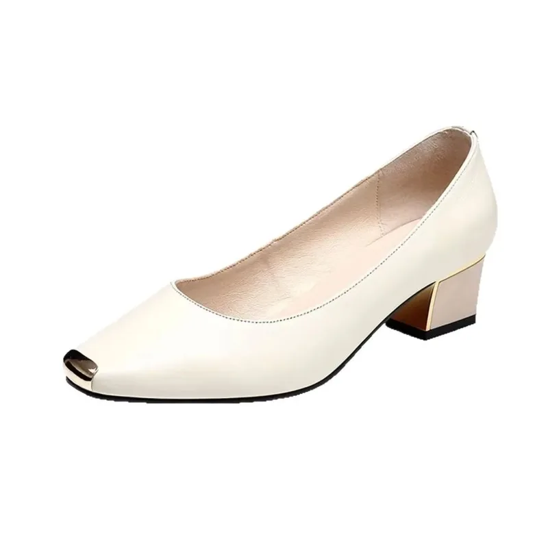 Modischer koreanischer Stil mit runder Spitze und dickem Absatz, lässig, große Größe, offene Zehen, einzelne Modeschuhe, bequemer mittlerer Absatz
