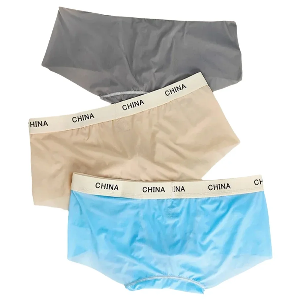 

Men's Underwear Sexy Transparent Ice Silk Boxers Low Waist Bulge Pouch Boxer Ultra-Thin Seamless Knickers Quick-Drying Panties