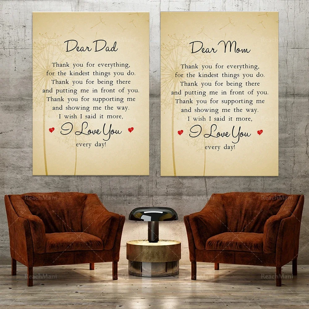 Birthday gift poster for dad, mom, thank you for everything, dad, mom, dead dad, thank you for everything