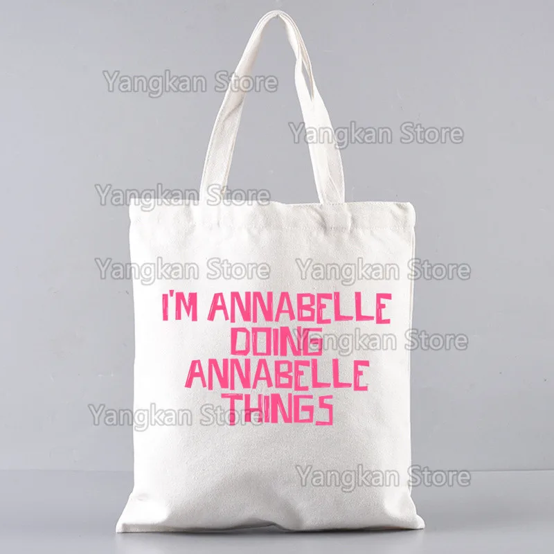 حقائب اليد أنابيل المخصصة قماش حمل حقيبة الاستخدام اليومي قابلة لإعادة الاستخدام حقيبة تسوق عادية للسفر #2