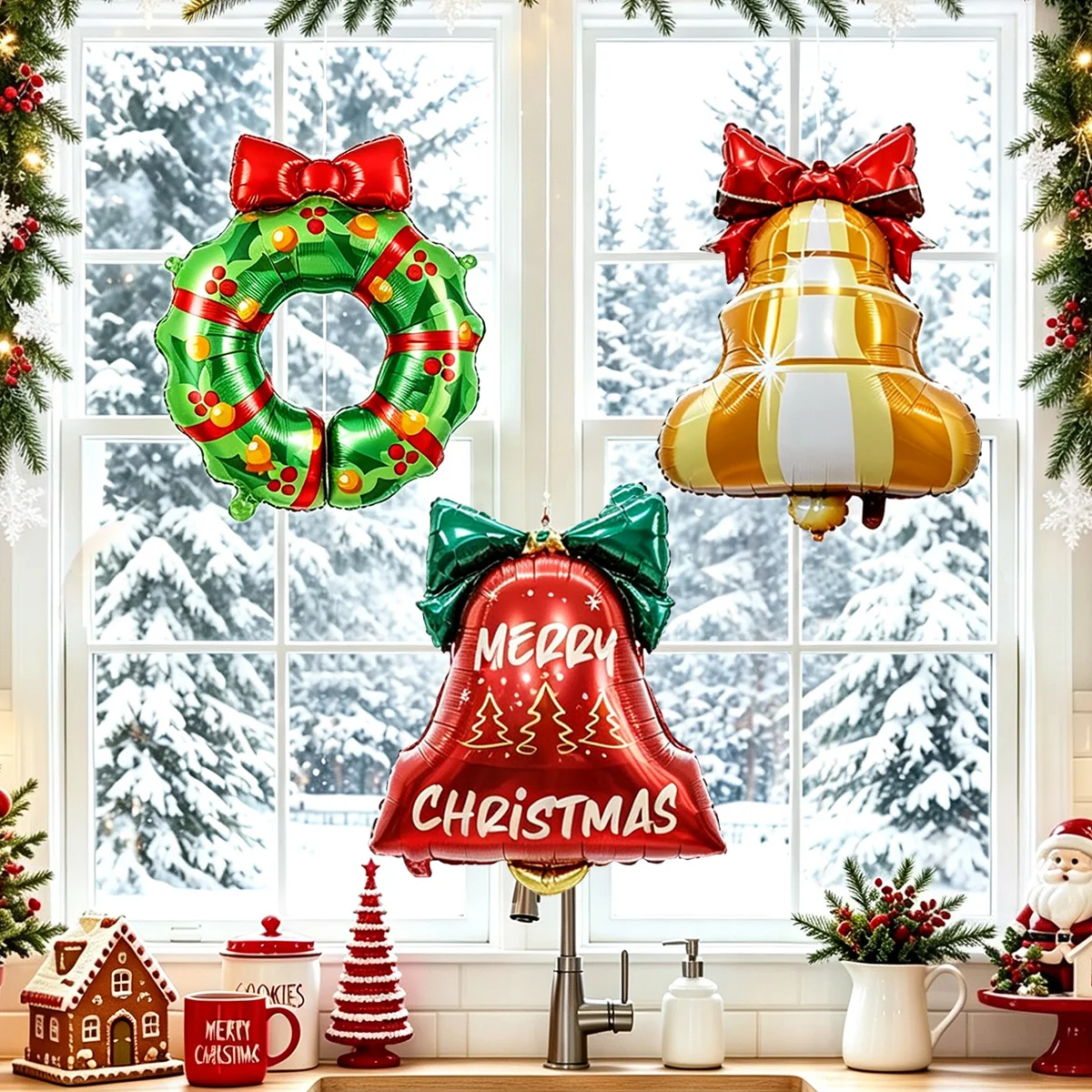 3pcs Christmas Hanging Ball Balloon Set (Random Styles)  Christmas decorations,themed party decor,New Year's home decorations