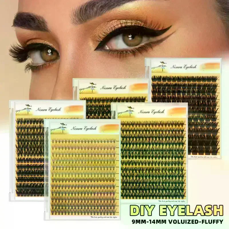 Cluster Eyelash Extensions Fluffy 9mm To 14mm Mixed Length Segmented Single Cluster DIY False Eyelashes