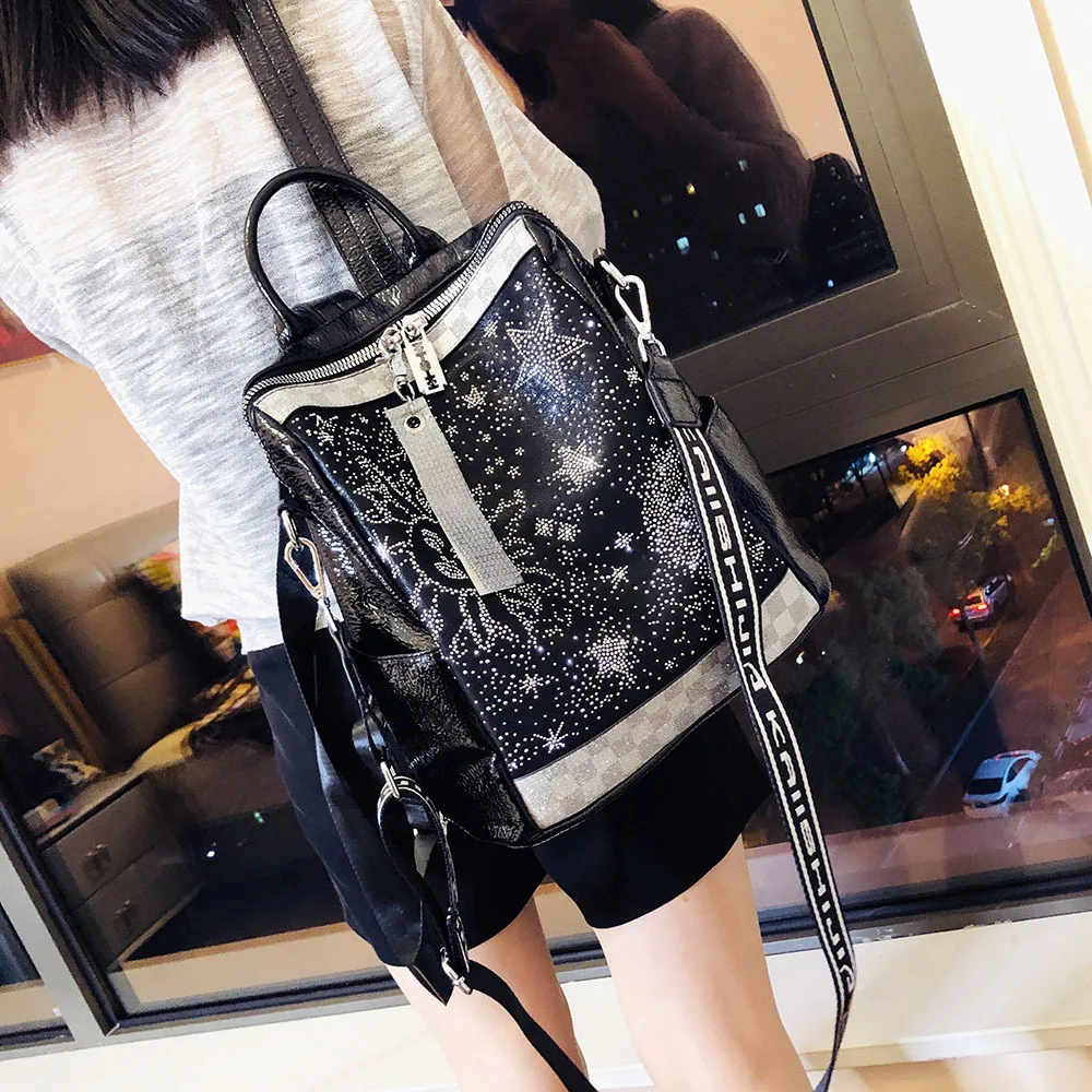 #1317-55 # Water Diamond Backpack Women's New Versatile Backpack Large Capacity Casual Shoulder Bag