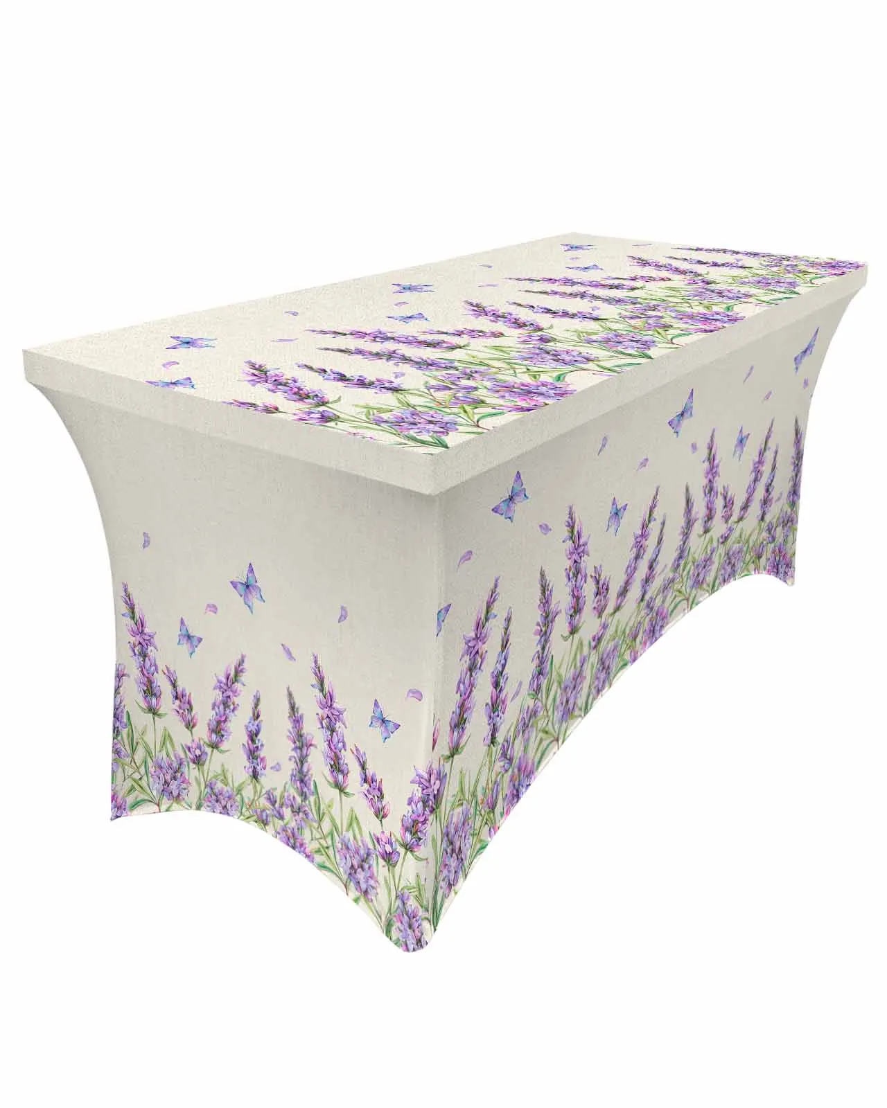 

Watercolor Lavender Flower Butterfly Retro Rectangular Elastic Table Skirt Wedding Table Cover Kitchen Dining Table Tablecloth