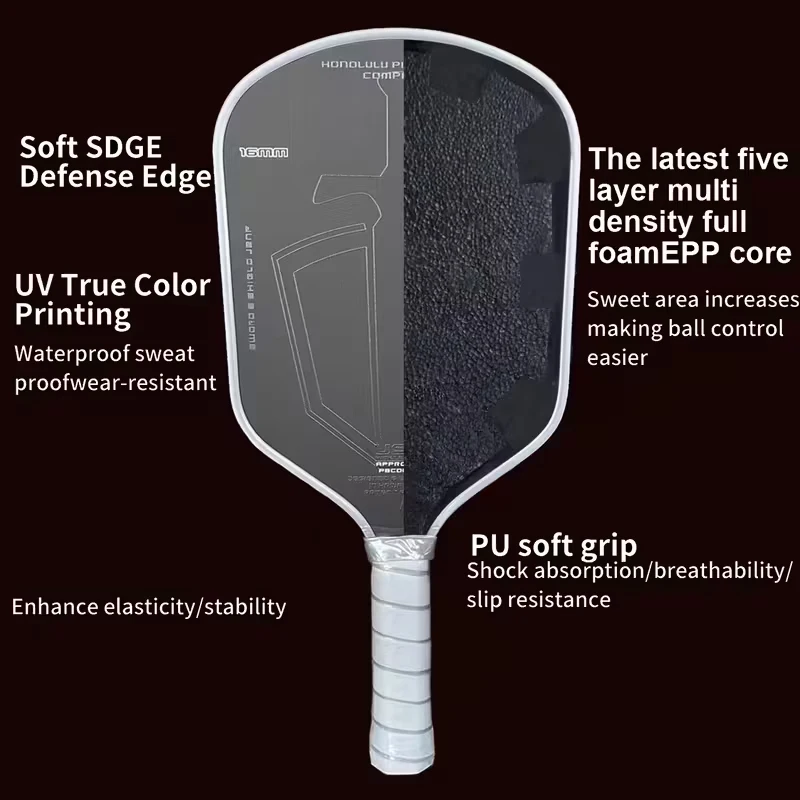 

SWORD&SHIELD Professional T700 Carbon Fiber Pickleball Paddle Balanced Power&Control Integrated j2nf Foam Core Durable Impact-Re
