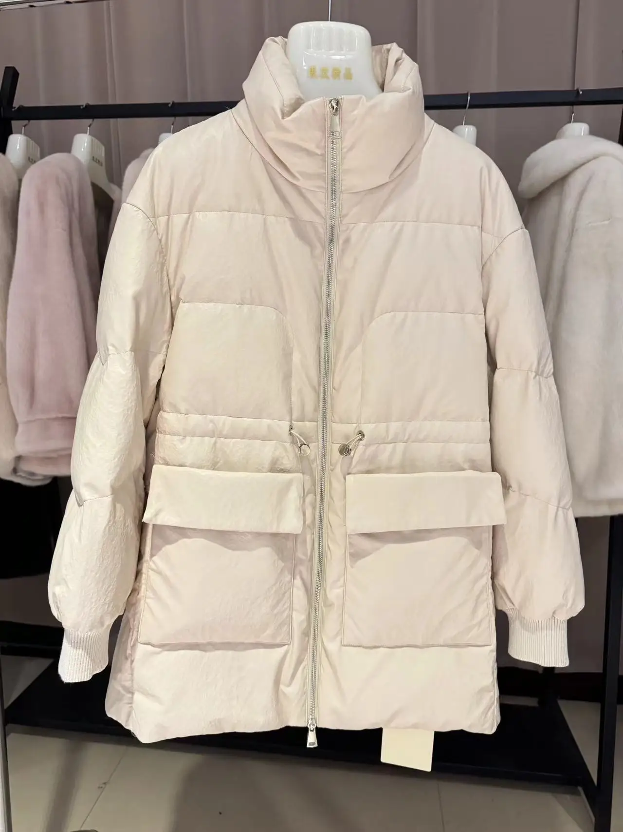 Manteau en duvet de résine blanche pour femme, nouveau design, automne et hiver 2024