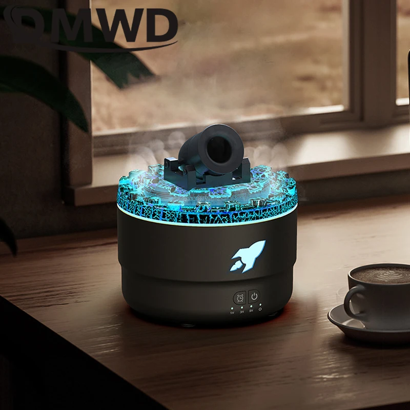 DMWD Dynamic Jellyfish Air Humidifier Colorful Night Lights Simulation Mushroom Oil Diffuser Desktop Air Humidifier Desk Decor