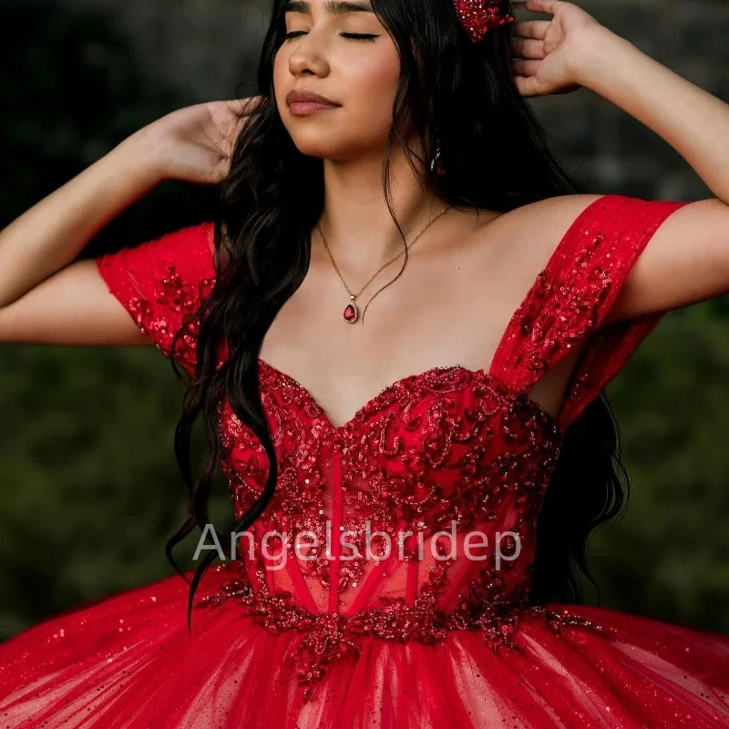 Angelsbride gaun pesta Off Shoulder putri Quinnceanera gaun pesta ulang tahun applique gaun pesta Vestidos De 15 Anos