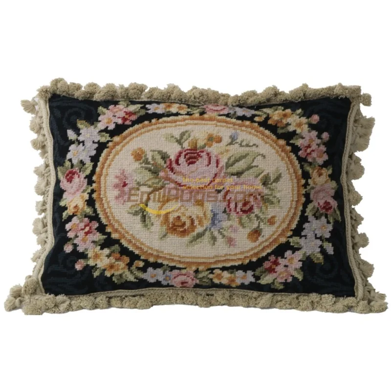 

victorian pillow ethnic woven throw pillow European needle embroidery hand embroidery pure wool living room pure ethnic