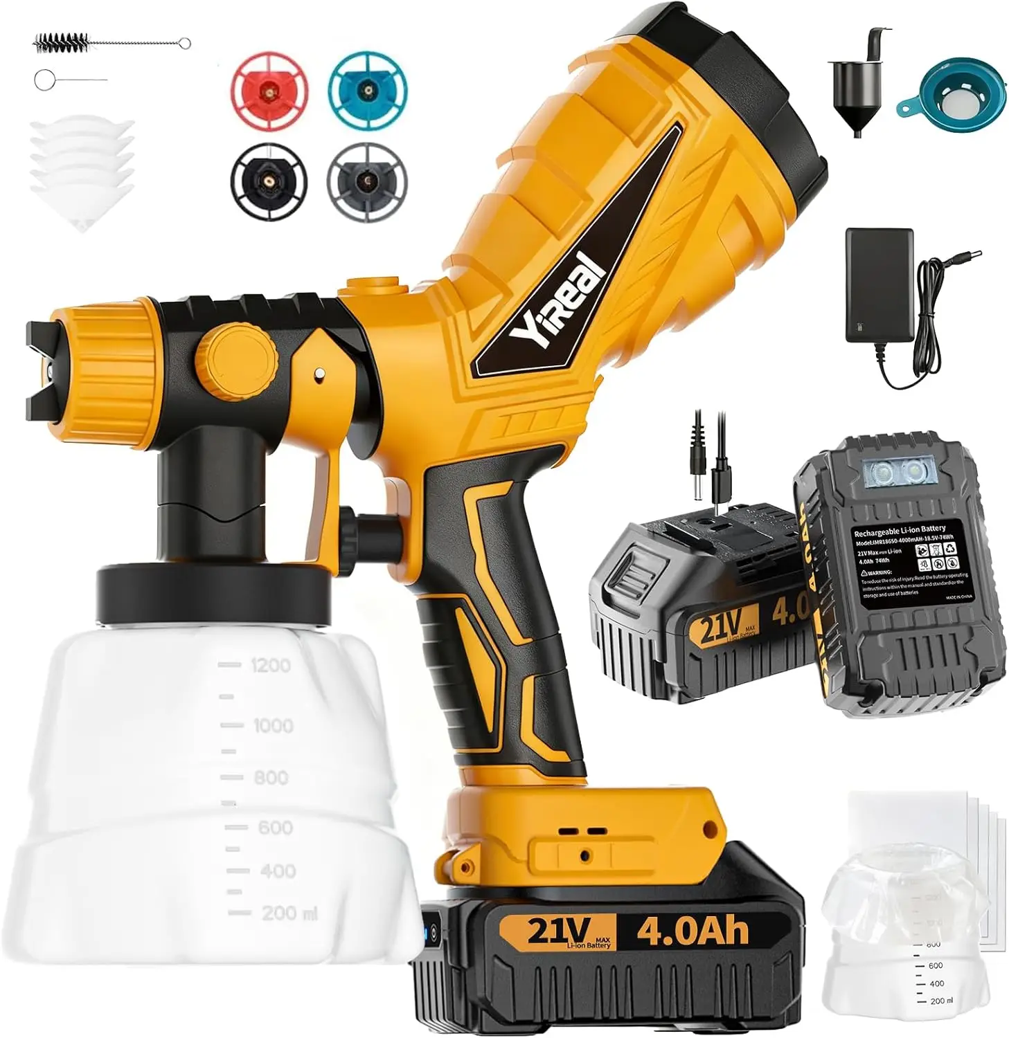 

Cordless Paint Sprayer Gun with Battery, 2 Cans & Nozzles for House Furniture Fence