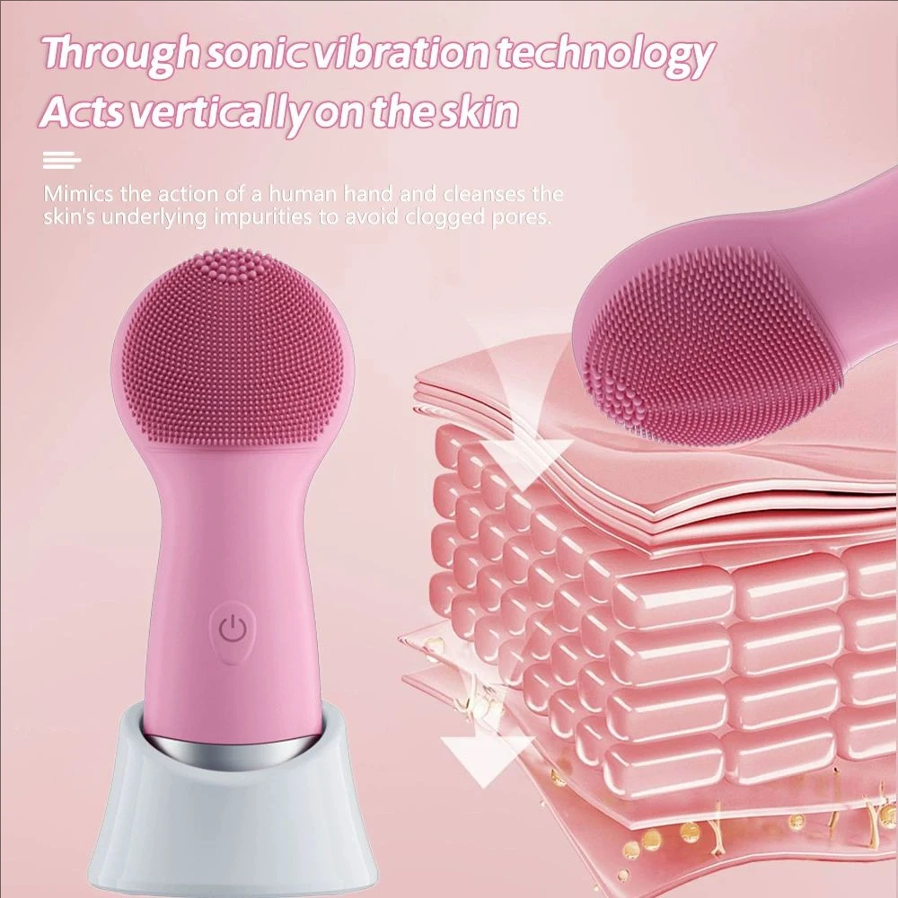 Elektrische siliconen gezichtsborstel Sonic vibratie gezichtsreinigingsborstel Waterdichte acne mee-eter verwijderaar Pore Cleaner Beauty Tool