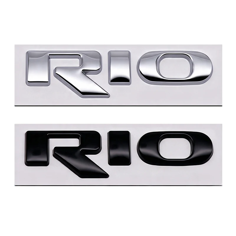 3D Metal RIO Letter Car Engine Hood Emblema Rio Logo Car Rear Trunk Sticker Badge Decals Car Exterior Accessories