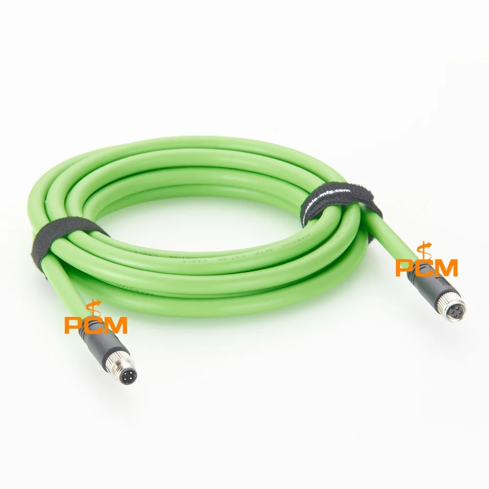 M8 D Code 4 Pin Industrial Ethernet Cable Male to Female Profinet EtherCAT Extension Cable for Automation Equipment Shielded
