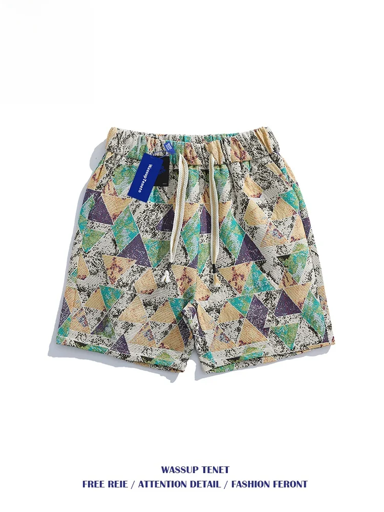 

Wassup Tenet2025 мужские повседневные гавайские пляжные спортивные брюки пять четвертей дышащие брюки из полиэфирного волокна свободного покроя молодежная мода