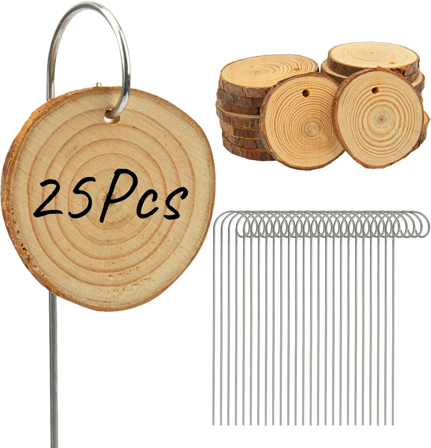 Wooden Plant Labels with Marker Pen, 25 Pcs Garden Markers Stakes for Flowers Herbs Seed