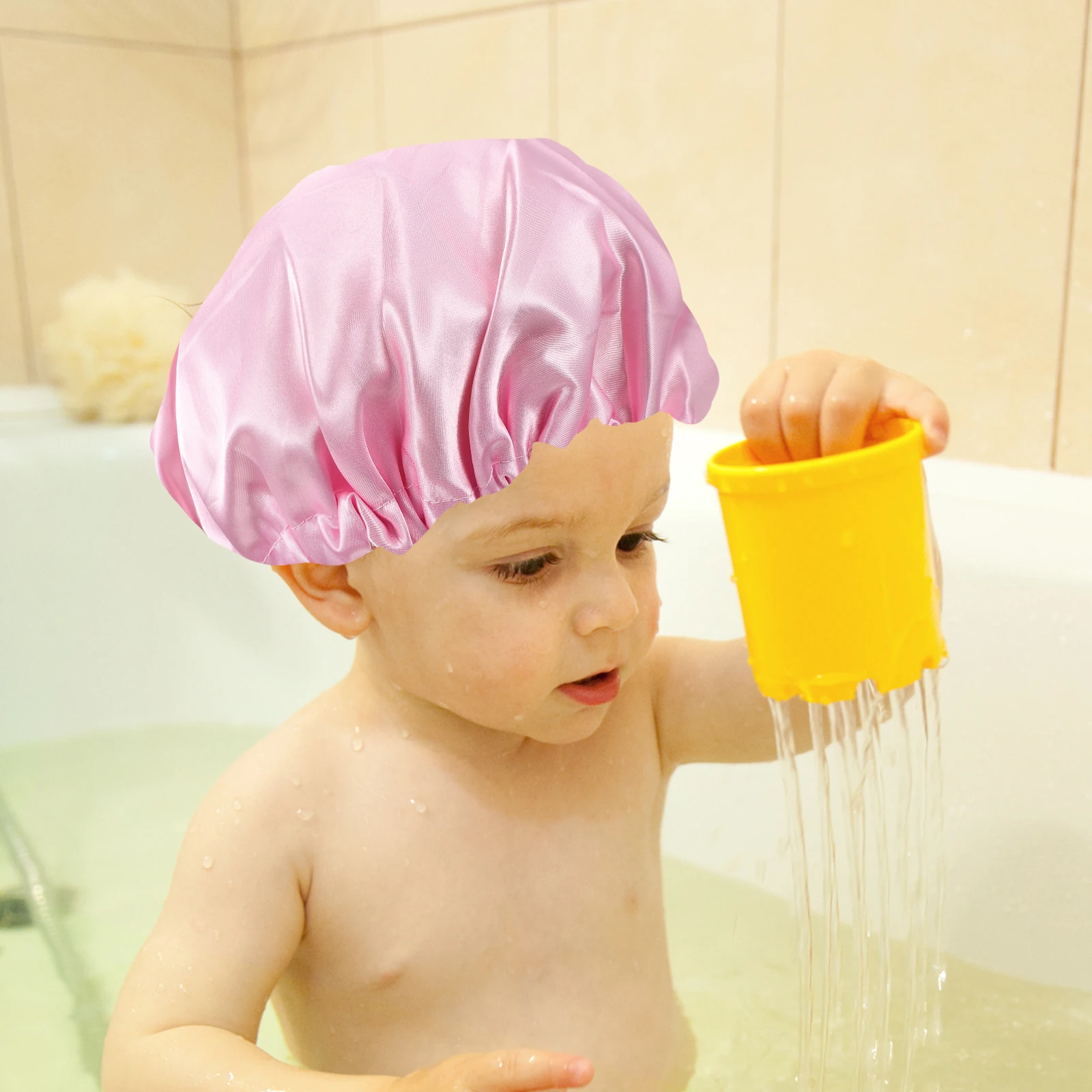 

's Adjustable Hair Bonnet Polyester Shower Sleeping Caps Bath Hat Satin for