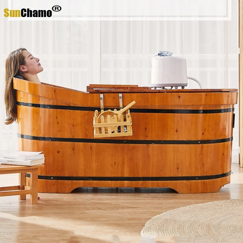 High Quality Cedar Barrel Bath Tub For Adults Wood Swimming Pool Safety Security Seat Support Household Bathtub